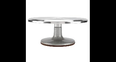 Krumble Taartplateau Draaibaar op Voet - Taartschaal - Taartstandaard - Diameter 30 cm - RVS - Geborsteld Chroom