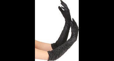 Half lange zwarte handschoenen - Verkleedattribuut