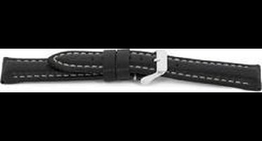 Horlogeband I018 Grain Gevuld Zwart XL 24x22 mm