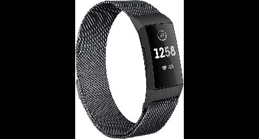 Bandje geschikt voor Fitbit Charge 3 - Zwart Milanese Band