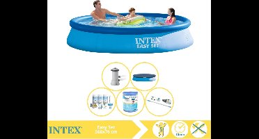 Intex Easy Set Zwembad - Opblaaszwembad - 366x76 cm - Inclusief Afdekzeil, Onderhoudspakket, Filter en Stofzuiger