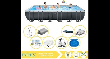 Intex Ultra XTR Frame Zwembad - Opzetzwembad - 732x366x132 cm - Inclusief Onderhoudspakket, Filterbollen, Zwembad Stofzuiger en Voetenbad