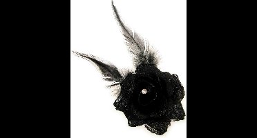 Bloem met speld/clip zwart