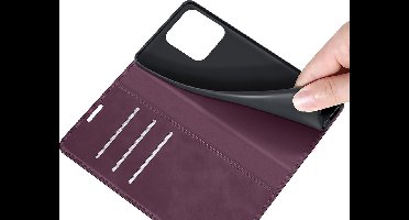 Just in Case hoesje geschikt voor Motorola Edge 40 Pro - Hoesje met Pasjeshouder - Luxe Book Case - Paars