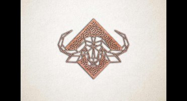 Line Art - Bizon 3 met achtergrond - M - 60x73cm - Multiplex - geometrische wanddecoratie