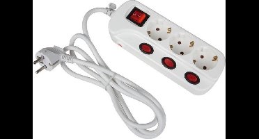 Heitronic 45190 Stekkerdoos met schakelaar 3-voudig Wit Randaarde stekker 1 stuk(s)