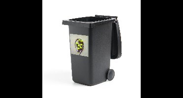 Container sticker Tennis - Tennisracket met veel tennisballen Klikosticker - 40x40 cm - kliko sticker - weerbestendige containersticker