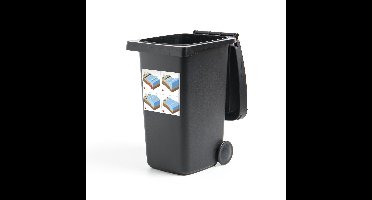 Container sticker Tsunami illustratie - Een illustratie van de werking van een tsunami Klikosticker - 40x40 cm - kliko sticker - weerbestendige containersticker