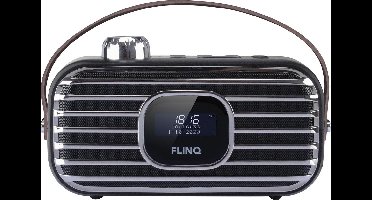 FlinQ DAB Noodradio - Retro Radio - DAB+/ FM Radio - noodradio - draagbare radio - Draagbare radio voor rampen - Radio voor noodpakket - Ruisvrij - Bluetooth - Draadloos - Oplaadbaar - Zwart