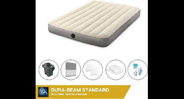 Intex Luchtbed - Twijfelaar - 137 x 191 x 25 cm - Beige - Inclusief Pomp - Hoeslaken - Kussen - Kussenbeschermer en Reparatieset