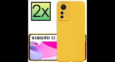 Hoesje - 2 Stuks - Geschikt voor Xiaomi 12 Lite - Sterk & Shockproof - Case Siliconen - Back Cover - Telefoon Hoes - Geel