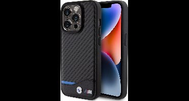 iPhone 15 Pro Backcase hoesje - BMW - Effen Zwart - Leer