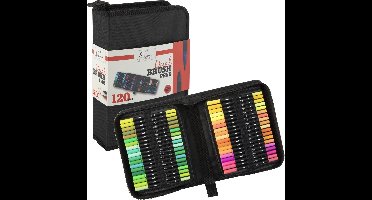 Stiften voor Volwassenen en Kinderen 120pcs - Dual Brushpennen & Fineliners - Bulletjournal producten - Markeerstiften - Kleurstiften - Dualmarkers - Luxe Opbergetui - Nassau Fine Art