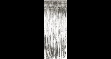 Folie deurgordijn versiering - zilver - 244 x 91 cm - glitter and glamour wanden - grote oppervlakten maken in glitter folie