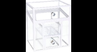 Make-up organizer/opberger 6-vaks met deksel 18 x 13 cm van glas - Make-up houder