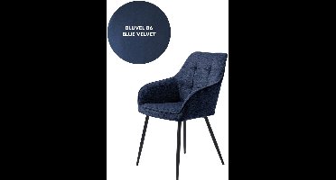 Eetkamerstoel Nolan Square Blauw Velvet - Giga Living - Set van 2
