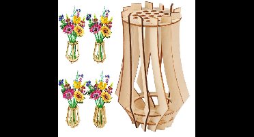 TheLau ® Handgemaakte Houten Bloemenhouder voor Creatieve Bloemenarrangementen van Bouwstenen