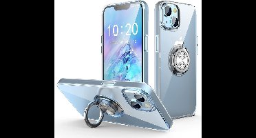 Hoesje Geschikt voor iPhone 14 Plus – Luxe Backcover met Ringhouder - Transparant