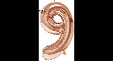 Folieballon Cijfer 9 Rose Gold - 92 cm