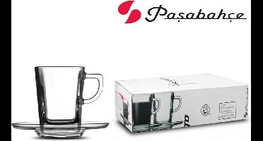Carre - 6 Mini Espresso kopjes vierkant 72ml + 6 Schoteltjes - Set van 6