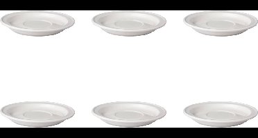 Mammoet - Budgetline - Schotel voor soepkom - 6 stuks - ø 17 cm - Wit - Porselein - Soepschotel