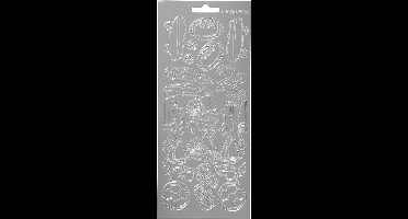 Stickers Zilver - Sport Stickervel - Zelfklevende Stickervellen Met Sport Thema - DIY Kaarten Maken & Decoratie Voor Scrapbooking - 10x23 cm