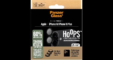 PanzerGlass Screenprotector geschikt voor Apple iPhone 16 Glazen | PanzerGlass Hoops Camera Lens Protector - Case Friendly