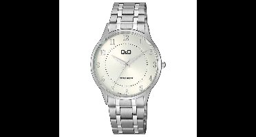 Q&Q QZ60J204Y - Horloge - Analoog - Heren - Mannen - Stalen band - Rond - Metaal - Cijfers - Zilverkleurig - Wit - 3 ATM