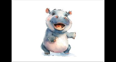 Poster 30x20 cm - Nijlpaard - Baby dier - Dieren - Posters - Kamer decoratie accessoires - Wanddecoratie kinderkamer - Muurdecoratie babykamer