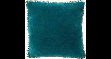 Dutch Decor MANOE - kussenhoes 45x45 cm - effen kleur - jute rand - Deep Lake - blauw - met rits - zonder binnenkussen