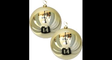 Gerimport Grote decoratie kerstballen - 2x - goud - 20 cm - kunststof - glimmend - kerstversiering