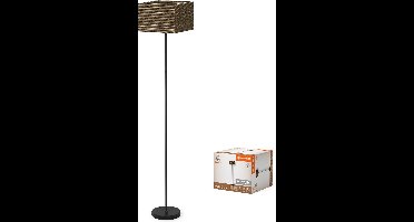 LEDVANCE vloerlamp Decor Cardboard Vierkant bruin van golfkarton, lichtgewicht, E27, 1600 mm hoogte, lampenkap van gerecycled materiaal, duurzaam dankzij vervangbare lichtbron, eenvoudig te installeren