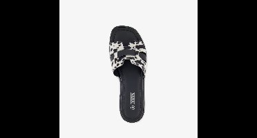 Nova dames slippers met koeienprint - Zwart - Maat 41
