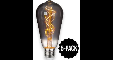 5-Pack | Druppel-Edison lamp - E27 - 3W - Super Warm Wit <2200K - Filament - Rookglas