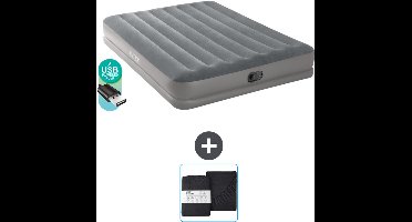 Intex Luchtbed - 2-Persoons - 152 x 203 x 30 cm - Grijs - Inclusief pomp en Hoeslaken