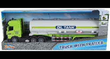 2-Play Vrachtwagen met tank-oplegger frictie licht en geluid