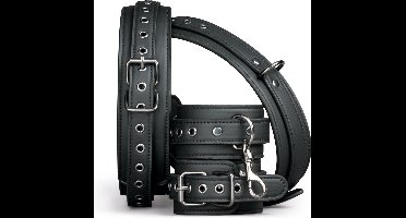 EasyToys - Thigh & Wrist Cuff Set - Duurzaam - Kunstleer - Bondagetouw - Handboeien Seks - BDSM - BDSM Toys - Rollenspel - Rollenspel Erotiek - Erotisch Spel - Handboeien Speelgoed - Zwart