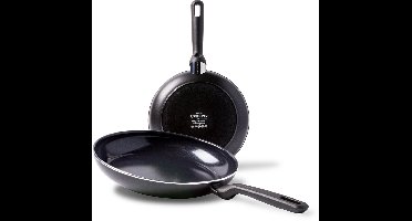 GreenPan Memphis 2-delige keramische anti-aanbak koekenpannenset - 24 en 28 cm - inductie pannenset - inductie koekenpan - ovenbestendig tot 160°C - vaatwasserbestendig - koelgrepen - zonder deksels - PFAS-vrij