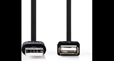 USB-Kabel - USB 2.0 - USB-A Male - USB-A Female - 7.5 W - 480 Mbps - Vernikkeld - 1.00 m - Rond - PVC - Zwart - Label