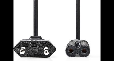 Nedis Stroomkabel - Euro Male - IEC-320-C7 - Recht - Recht - Vernikkeld - 2.00 m - Plat - PVC - Zwart - Doos