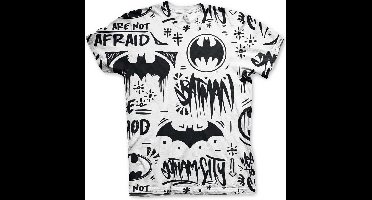 DC Comics Batman Heren Tshirt -S- Icons Allover Wit/Zwart