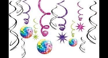 RIETHMULLER - 12 disco hangdecoraties, spiegelbollen en spiralen