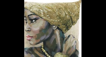 Unique Living Sierkussen Siwa - Polyester - Beige/Bruin - 45 x 45 x 0 cm (BxHxD)