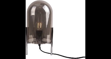 Leitmotiv Tafellamp Glas Bell - Grijs, Chroom frame - 30x16cm - Scandinavisch