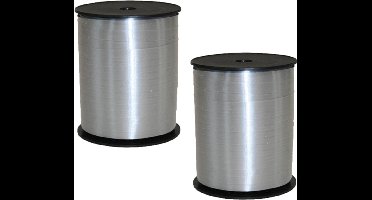 Cadeaulint - 2x rollen - zilver - 5 mm x 500 meter - sierlint - kadolint - linten - Krul linten voor bloemen/ballonnen