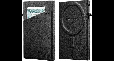 Ntech Luxe bedrijfskaart Kaarthouder geschikt voor Magsafe Zwart - Creditcardhouder - Aluminium Pasjeshouder - Visitekaarthouder - Pasjeshouder geschikt met Magnetisch Ring voor Geschikt voor iPhone 12 / 13 / 14 / 15 - Magnetische Kaarthouder