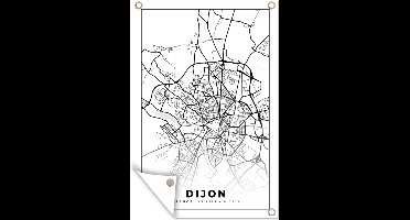 Tuindecoratie Frankrijk - Dijon - Plattegrond - Stadskaart - Kaart - Zwart wit - 40x60 cm - Tuinposter - Tuindoek