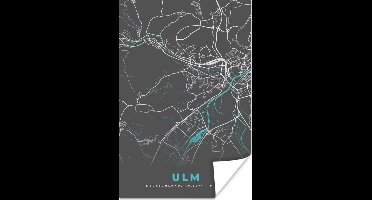 Poster Stadskaart – Kaart – Ulm – Blauw – Duitsland – Plattegrond - 20x30 cm