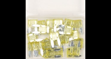 Topgear Mini steekzekeringen - 20A - Geel - Transparant - 25 stuks