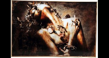 PTMD Melani Schilderij Genot - 120 x 3 x 80 cm - Glas - Goud